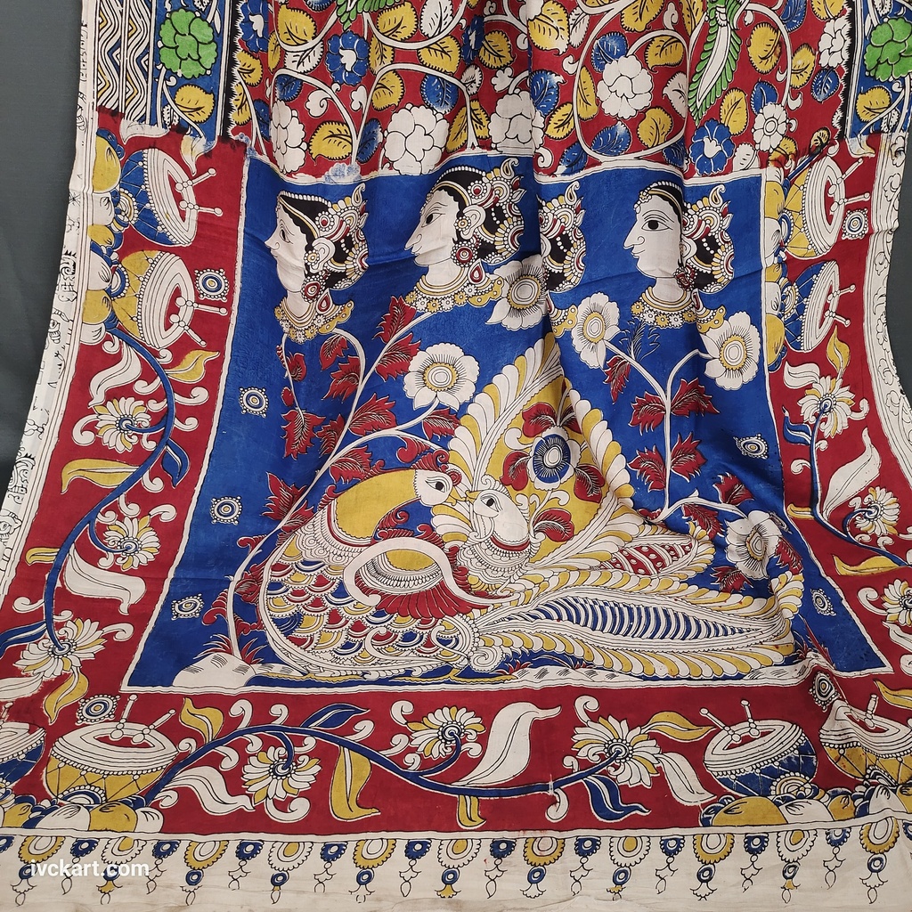 Kalamkari Hand Block Silk Saree