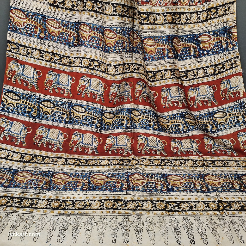 Kalamkari Hand Block Silk Saree