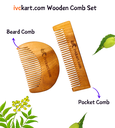 ivckart Kacchi Neem Wooden Beard+Pocket Comb