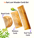 ivckart Kacchi Neem Wooden Beard+Shampoo+Dual tooth Comb