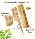 ivckart Kacchi Neem Wooden Beard+Tail+Dual tooth Comb