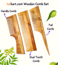 ivckart Kacchi Neem Wooden Handel+Dual tooth+Tail Comb
