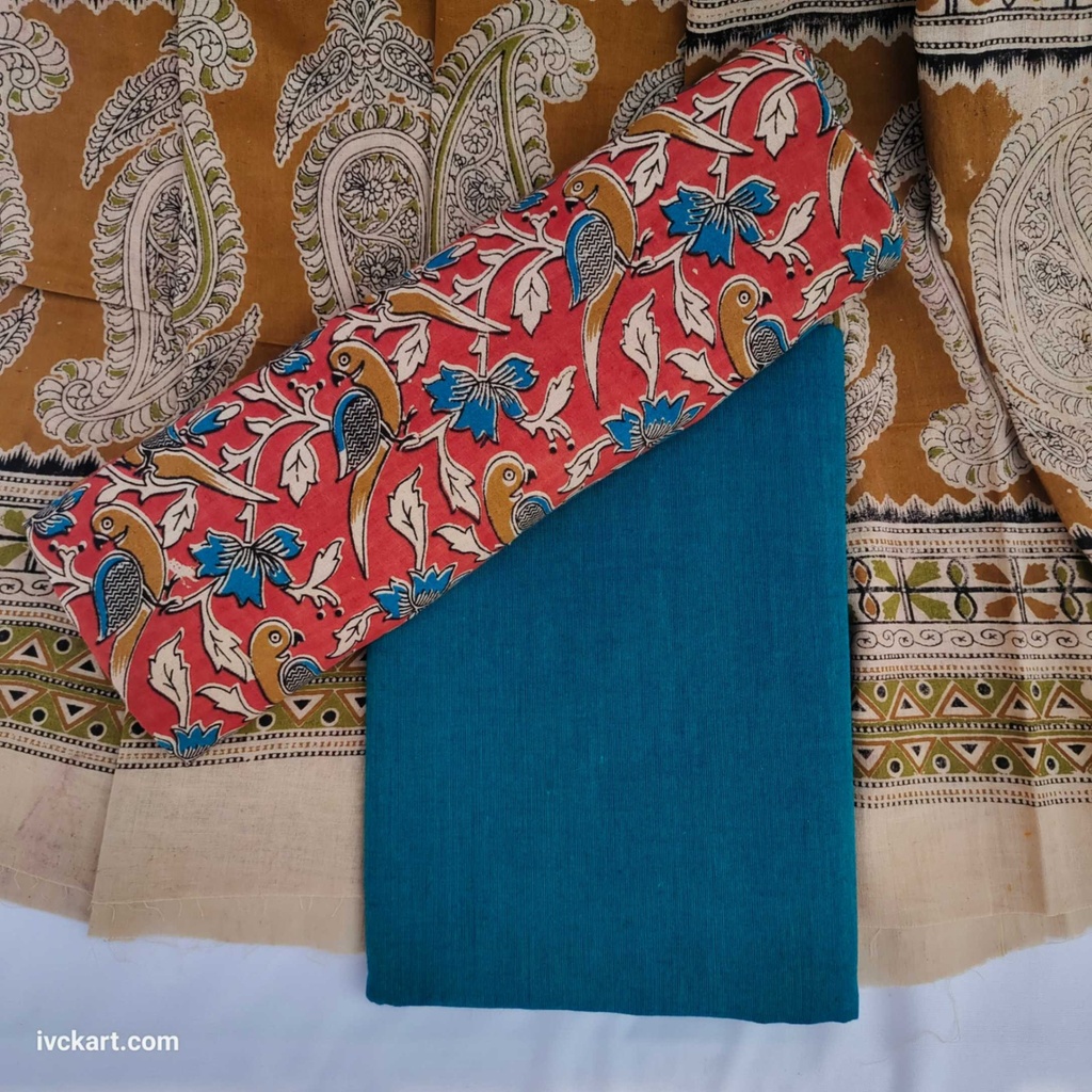 Handwoven Kalamkari Cotton Dress Materials 
