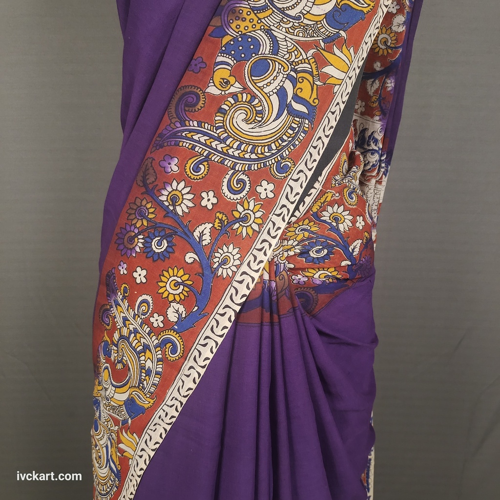Kalamkari Hand Block Silk Saree