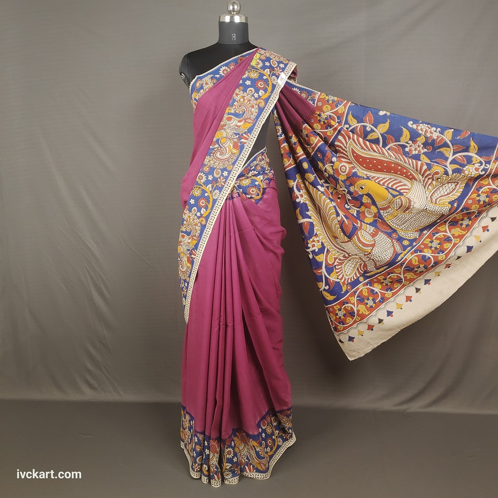 Kalamkari Hand Block Silk Saree