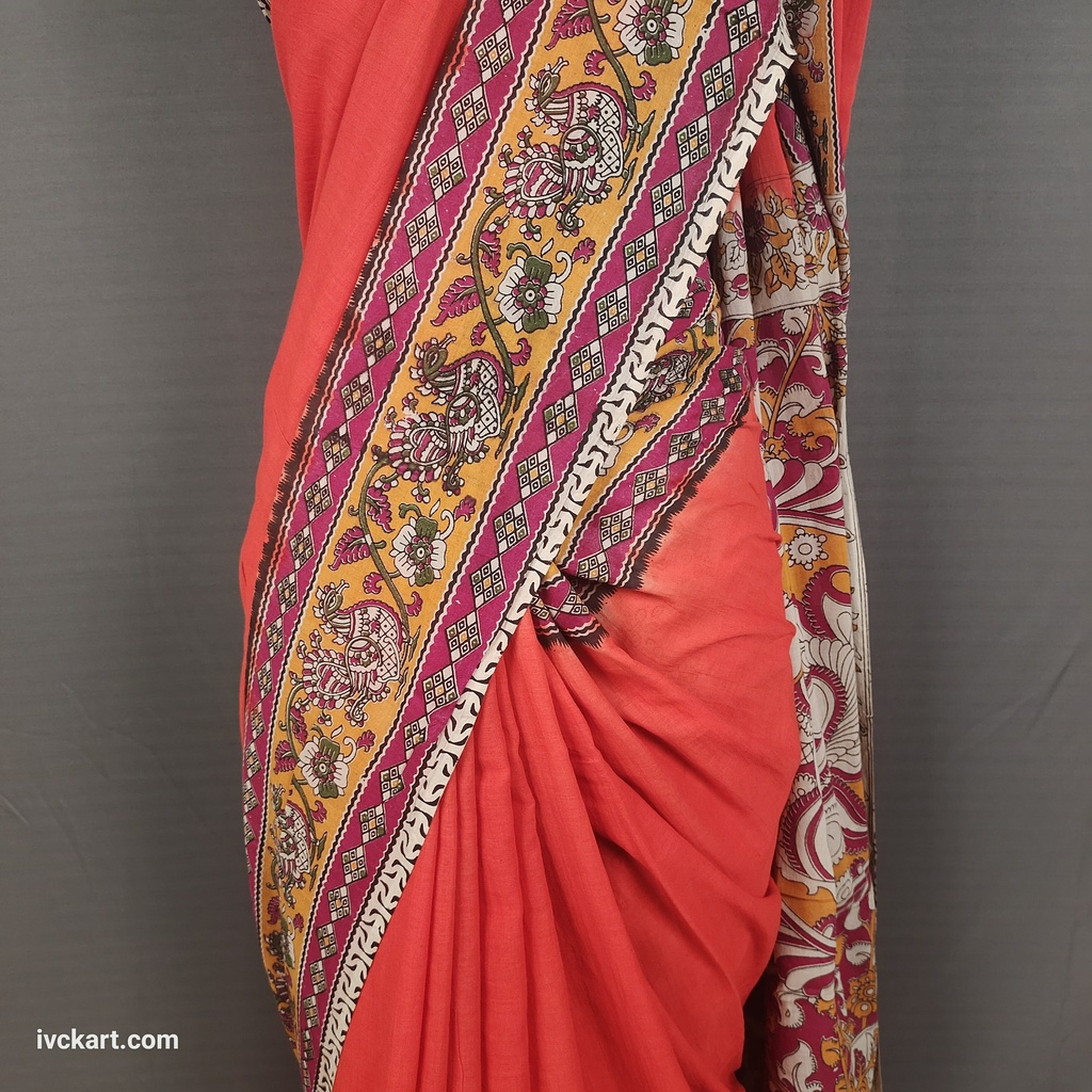 Kalamkari Hand Block Silk Saree