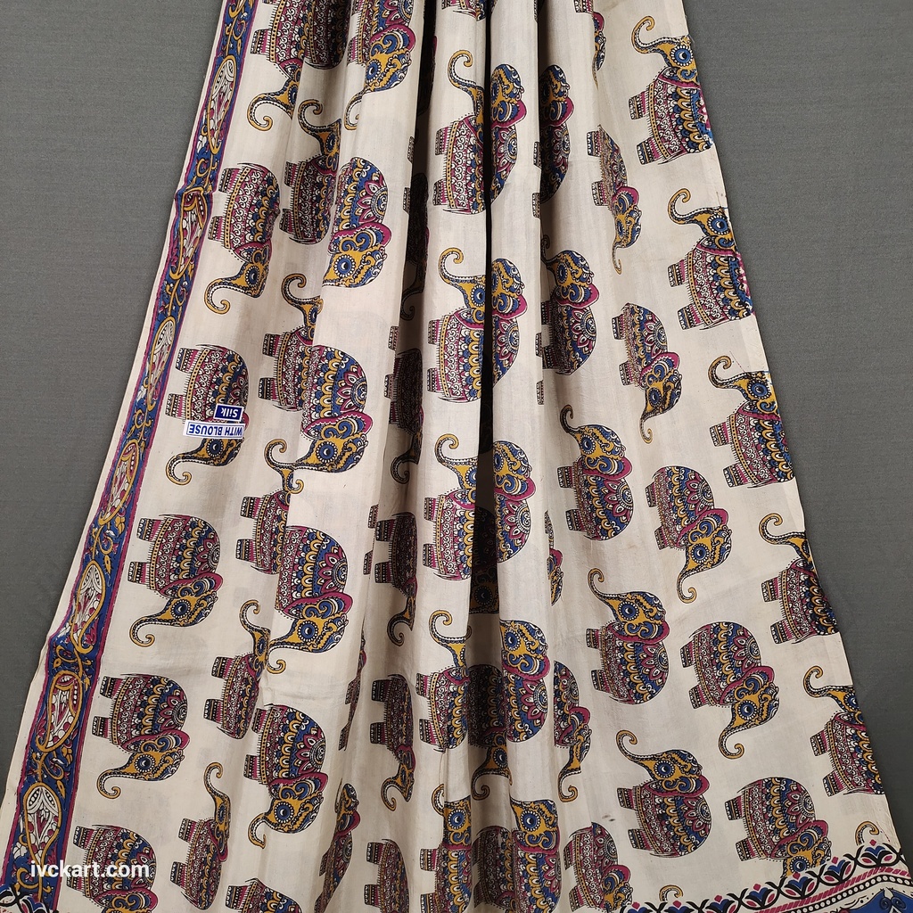 Kalamkari Hand Block Silk Saree