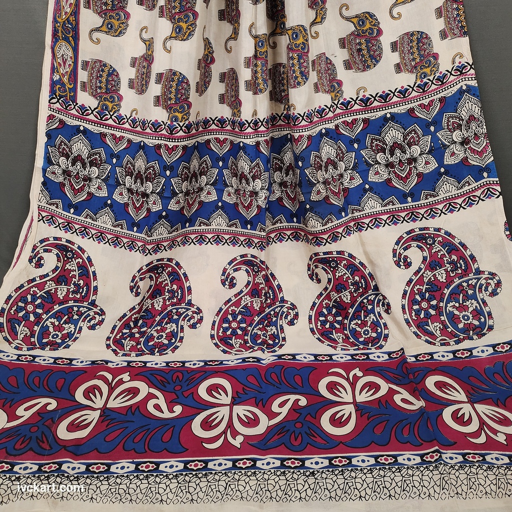 Kalamkari Hand Block Silk Saree