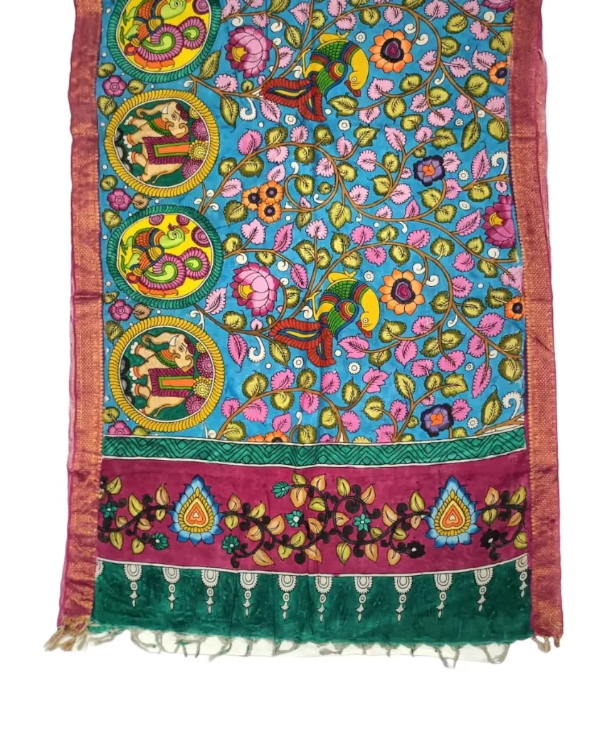 Pen Kalamkari Silk Dupatta