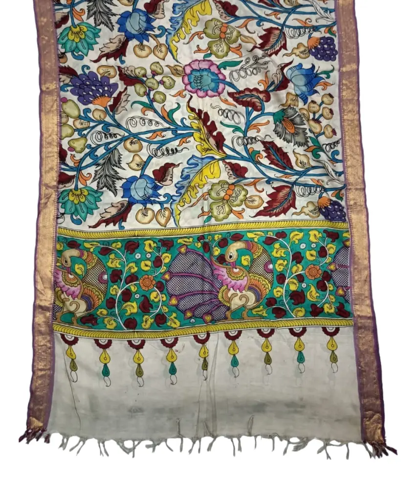 Pen Kalamkari Silk Dupatta