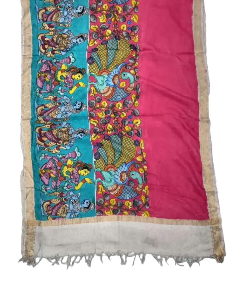Pen Kalamkari Silk Dupatta