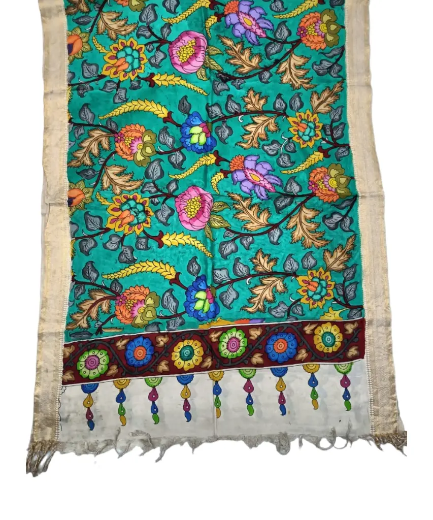 Pen Kalamkari Silk Dupatta