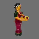 Etikoppaka Home Decor Wooden Crafted Woman with fruits serve