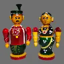 Etikoppaka Home Decor Wooden Crafted Wedding couple dolls