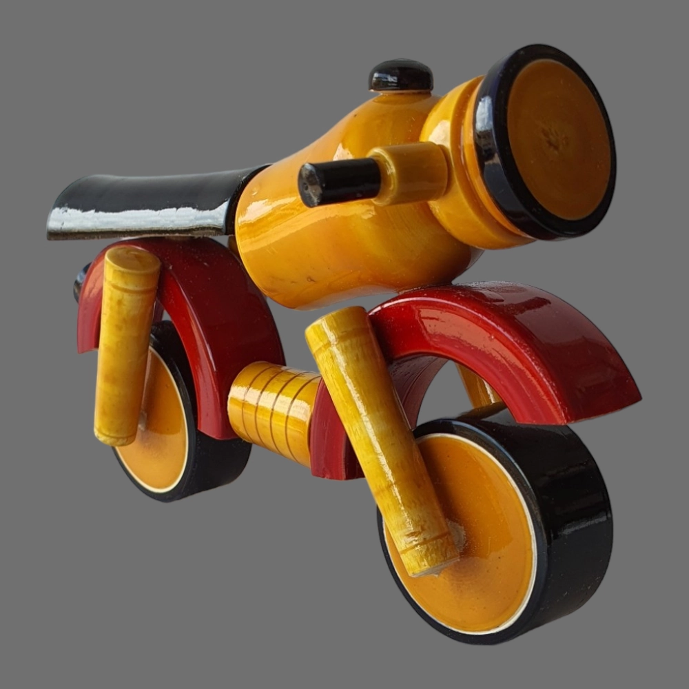 Etikoppaka Home Decor Wooden Crafted Yellow bike