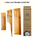 Kacchi Neem Wooden Pocket+Tail+Dual Tooth Comb