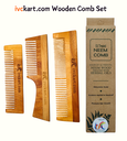 Kacchi Neem Wooden Pocket+Handle+Dual Tooth Comb