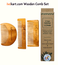 Kacchi Neem Wooden Beard+Pocket+Shampoo Comb