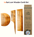 Kacchi Neem Wooden Beard+Tail+Dual Tooth Comb