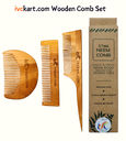 Kacchi Neem Wooden Beard+Pocket+Tail Comb