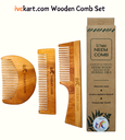 Kacchi Neem Wooden Beard+Pocket+Handle Comb