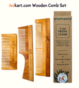 Kacchi Neem Wooden Shampoo+Handle+Dual Tooth Comb