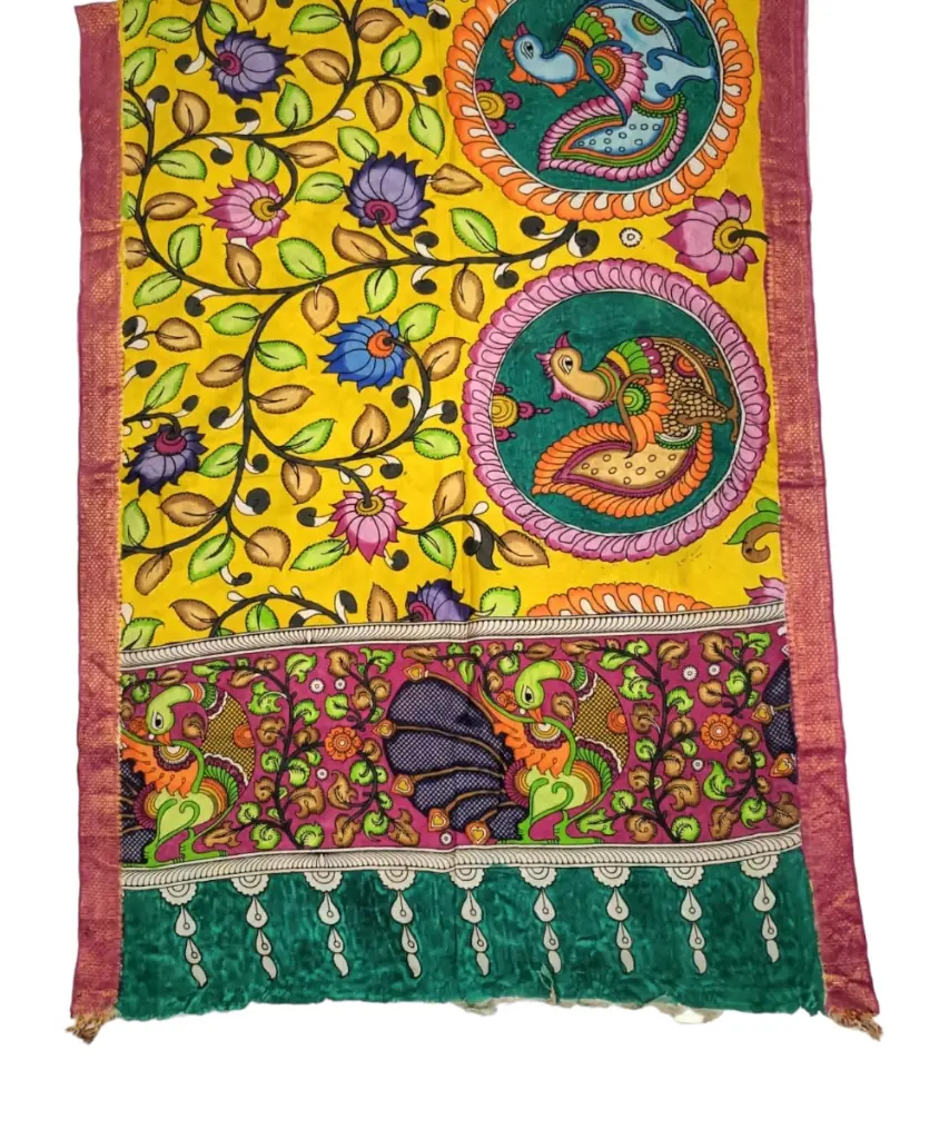 [PENKLDPNKYW47] Pen Kalamkari Silk Dupatta