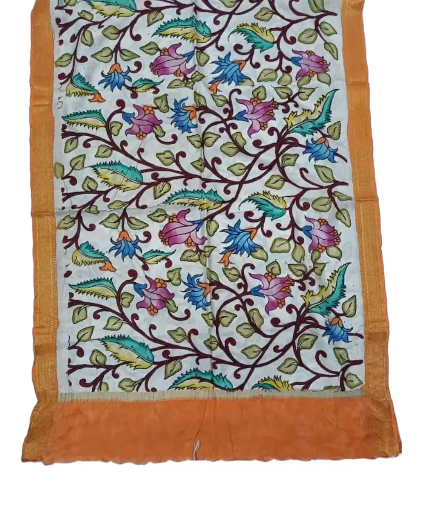 [PENKLDYELCR31] Pen Kalamkari Silk Dupatta