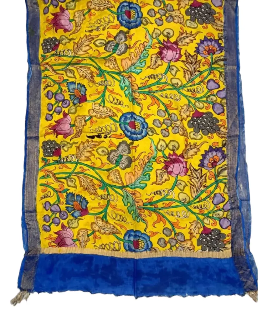 [PENKLDBLUYW22] Pen Kalamkari Silk Dupatta