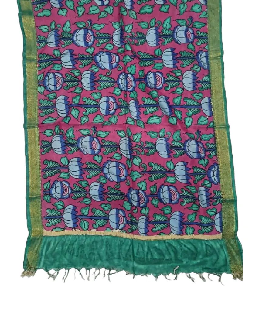 [PENKLDGREPK13] Pen Kalamkari Silk Dupatta