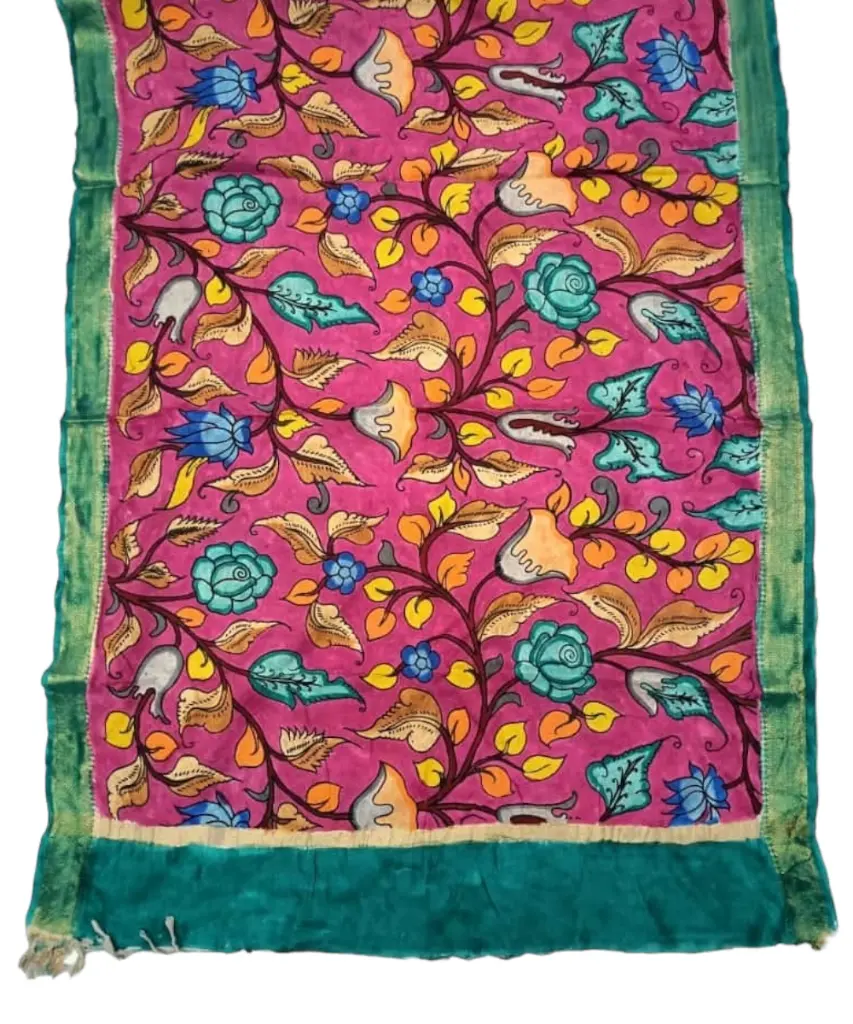 [PENKLDGRNPK20] Pen Kalamkari Silk Dupatta