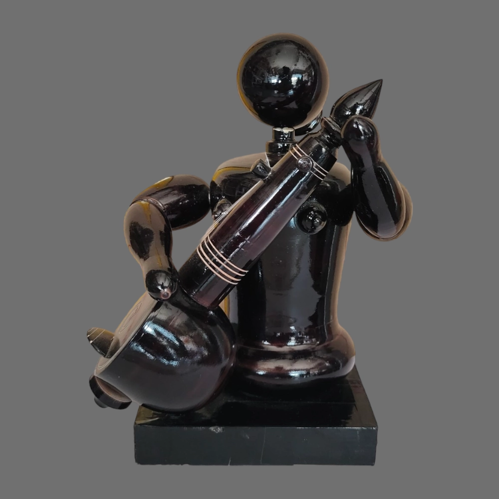 [WCEKBLV] Etikoppaka Home Decor Wooden Crafted Man with violin