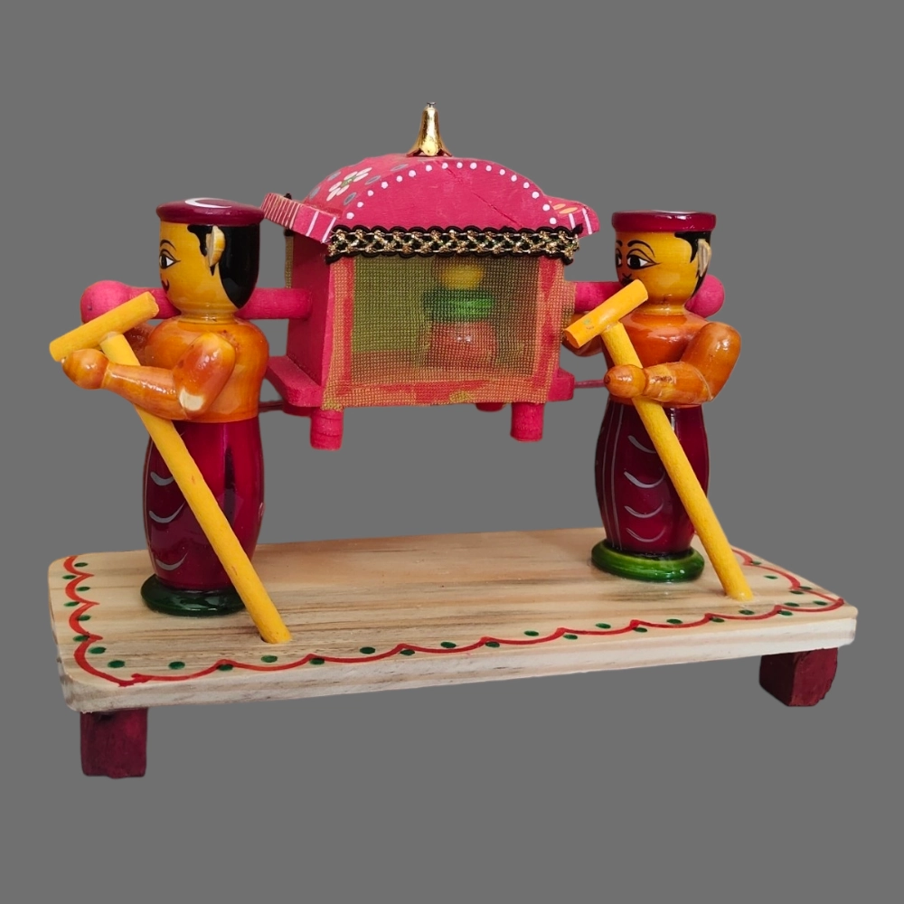 [WCEKPAL] Etikoppaka Home Decor Wooden Crafted Wedding couple in Pallaki