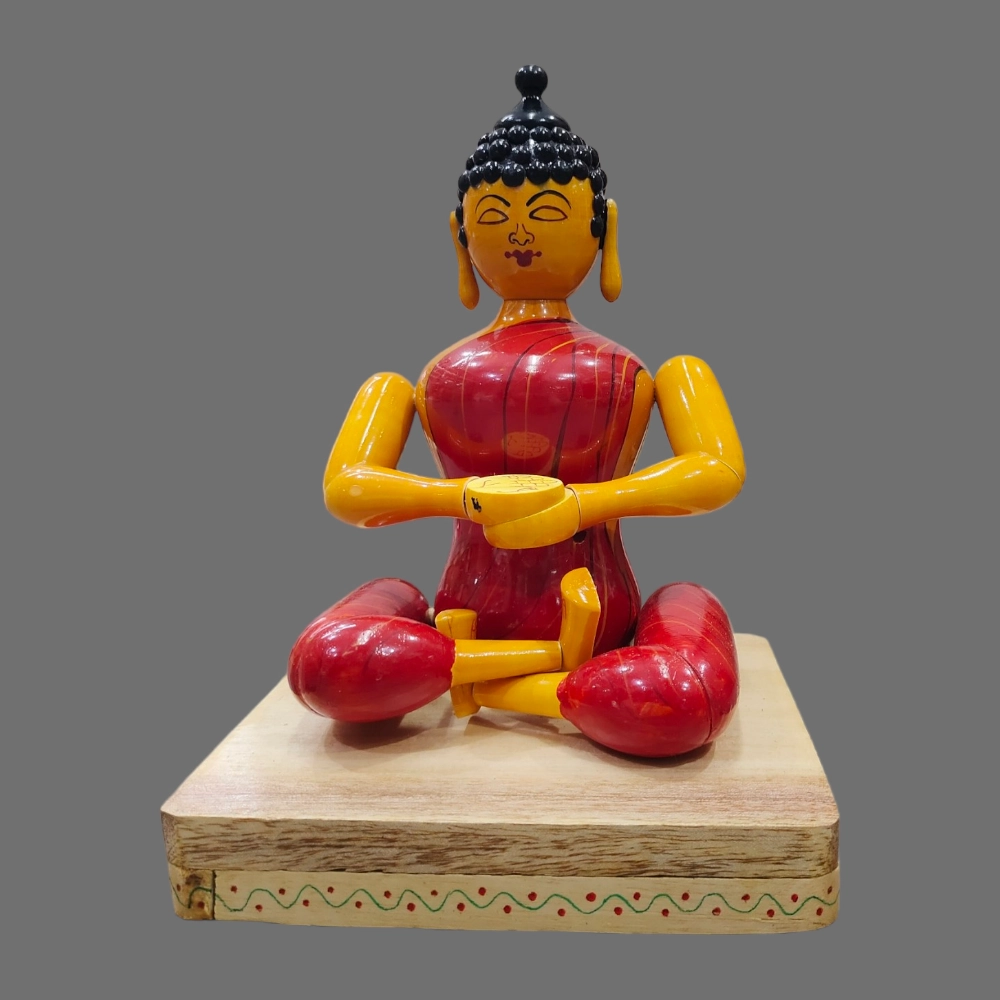 [WCEKRBS] Etikoppaka Home Decor Wooden Crafted Buddha