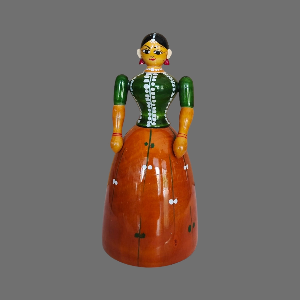 [WCEKSGG] Etikoppaka Home Decor Wooden Crafted Girl in Langa Voni
