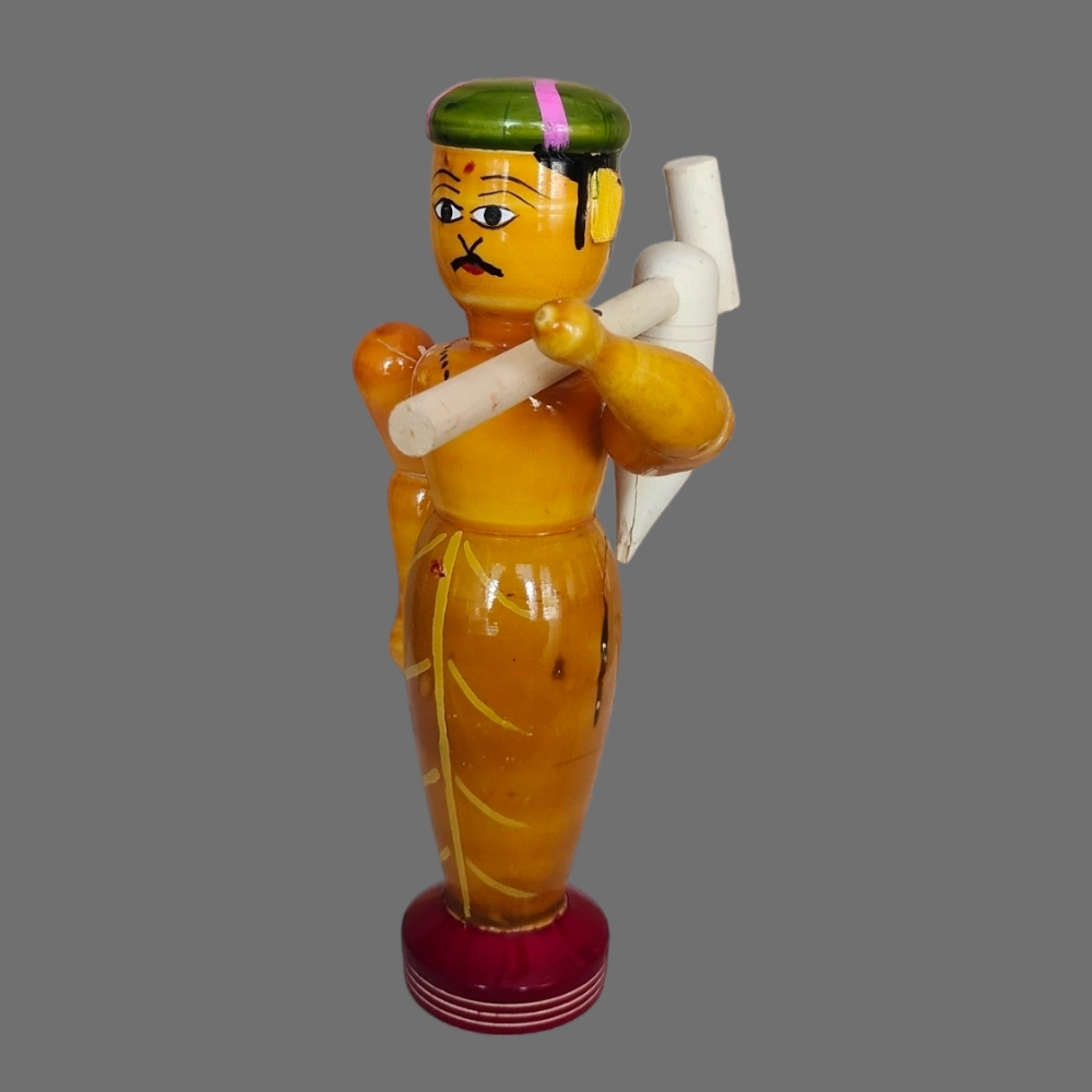 [WCEKSMF] Etikoppaka Home Decor Wooden Crafted Farmer with plough