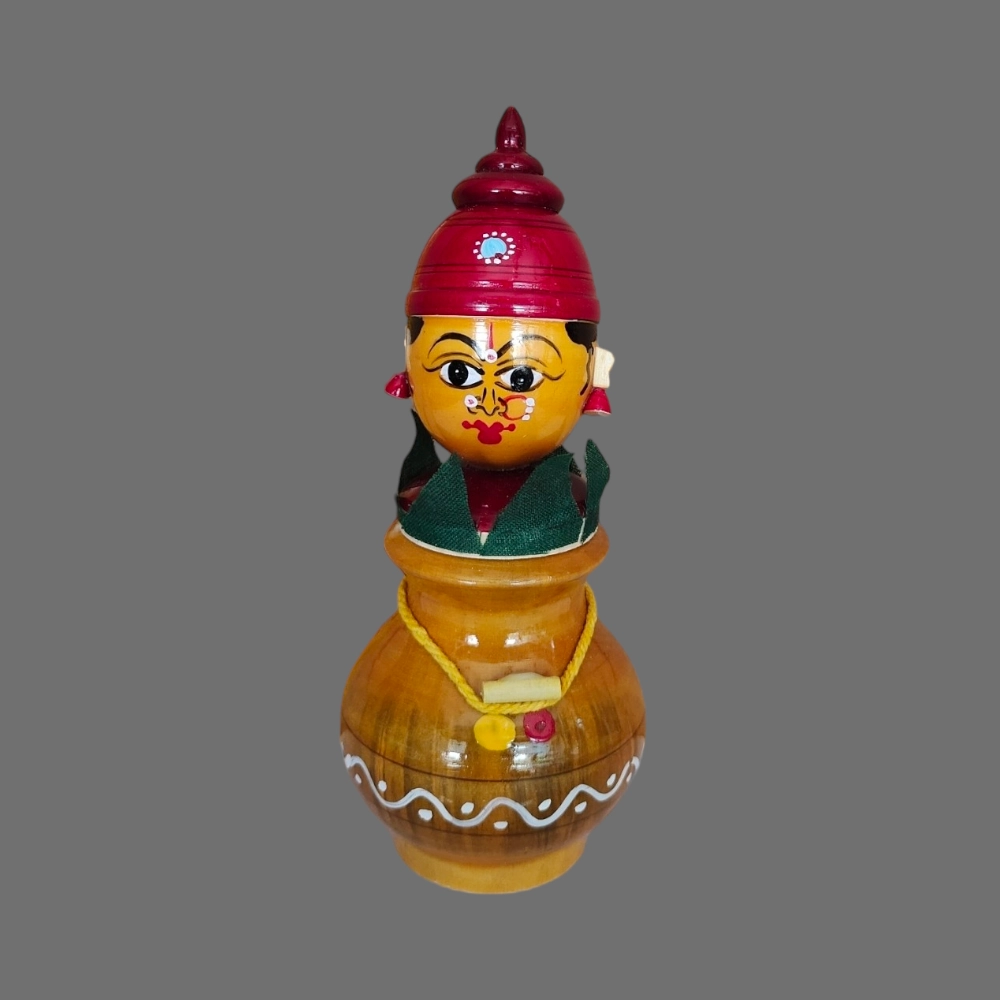 [WCEKYKL] Etikoppaka Wooden Crafted Woman face in Kadava Item