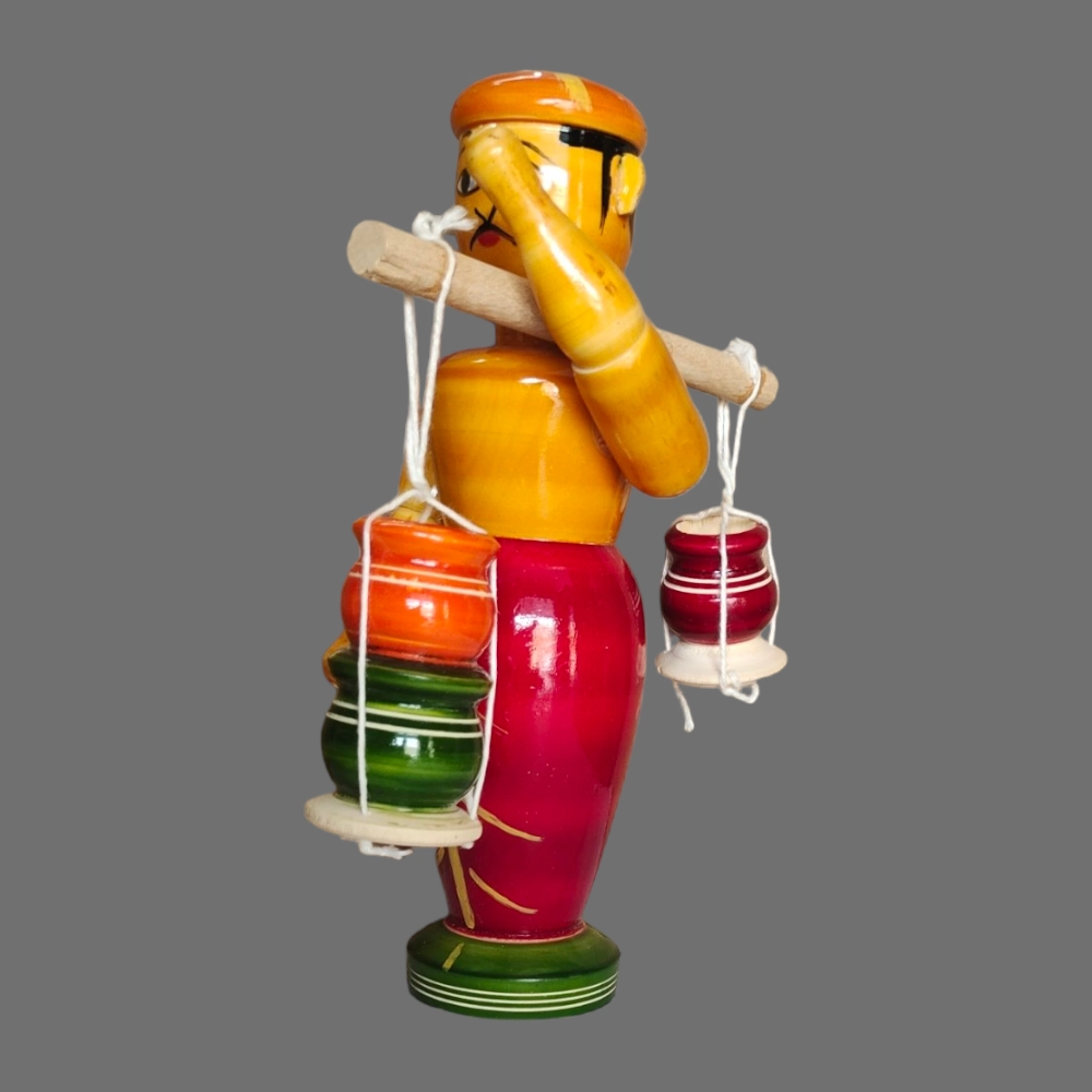 [WCEKYMP] Etikoppaka Home Decor Wooden Crafted Man as Jar seller