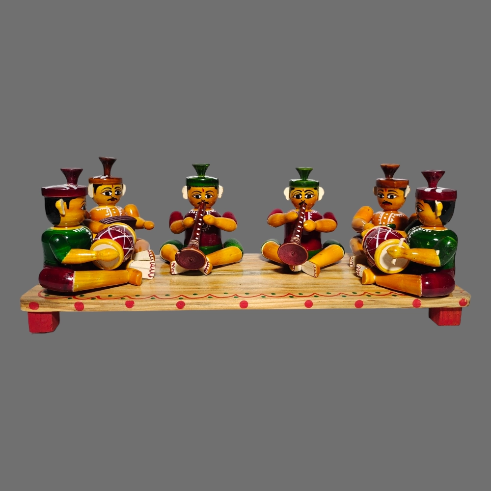 [WCEK6SANNA] Etikoppaka Home Decor Wooden Crafted Sannayi 6 Dolls set