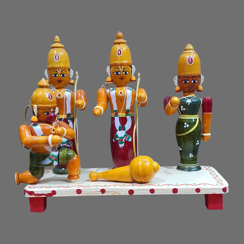 [WCEKRAMAPT] Etikoppaka Home Decor Wooden CRafted Rama pattabhishekam Idols