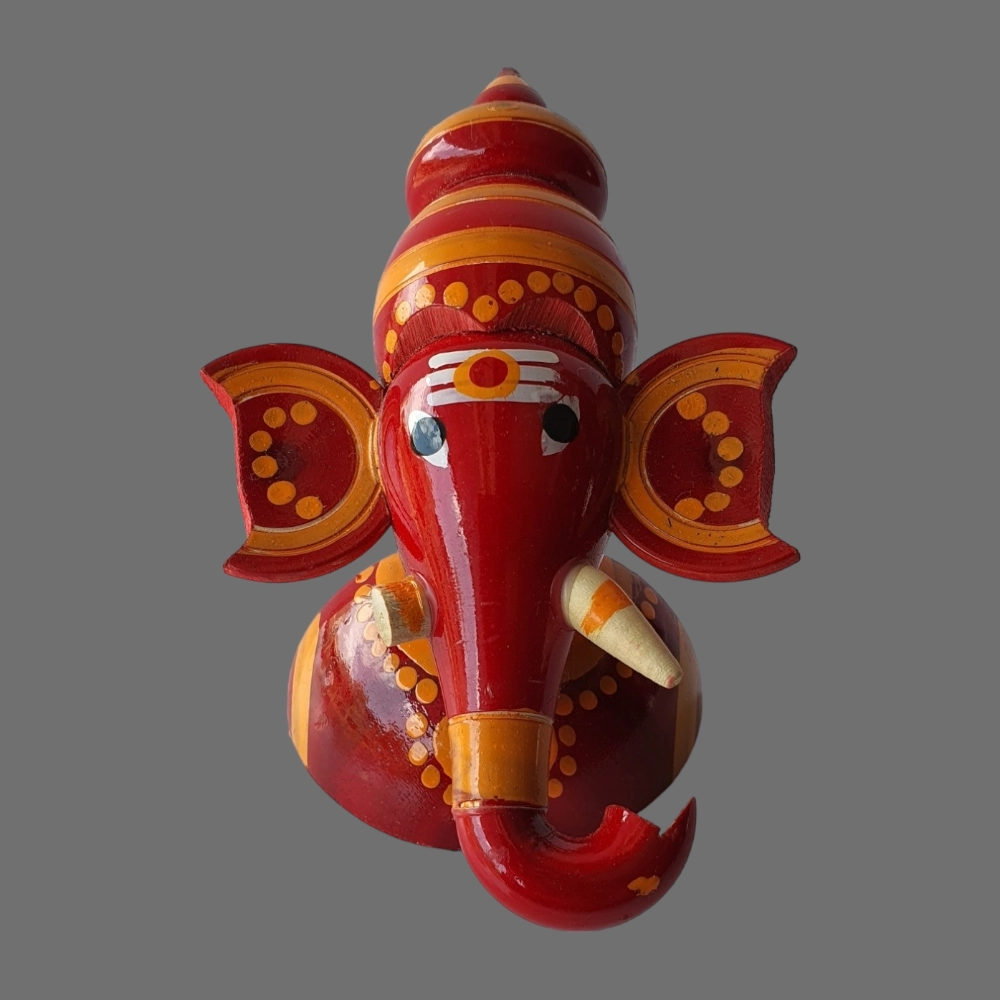 [WCEKREDSVY] Etikoppaka Home Decor Woooden Crafted Item Ganesha Face