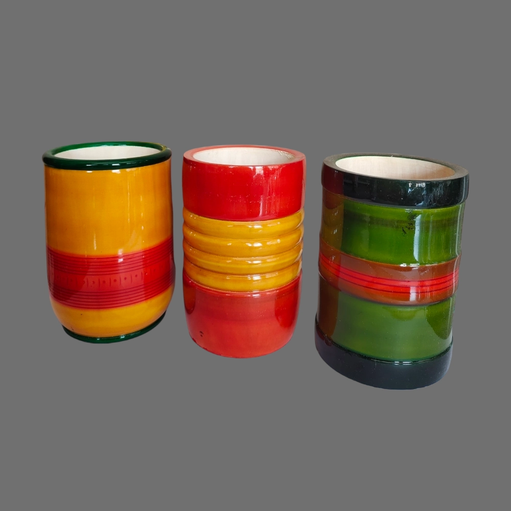 [WCEK3PH] Etikoppaka Wooden Crafted Three Cups set