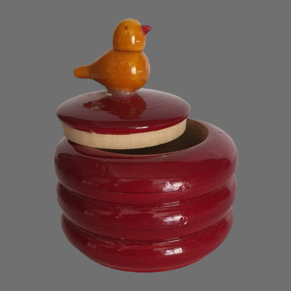 [WCEK1KUMWB] Etikoppaka Wooden Crafted Kumkum Bharani with Bird Cap