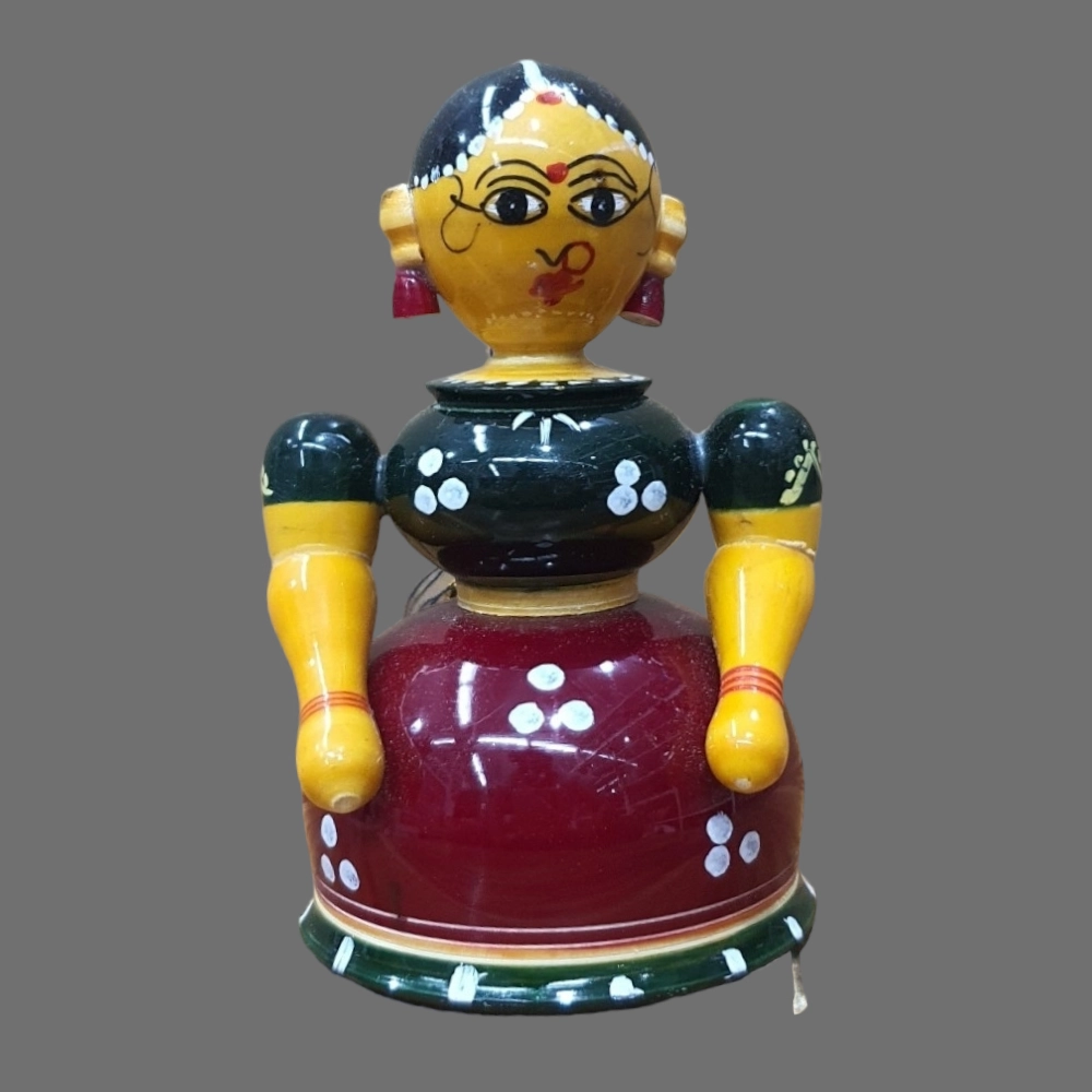 [WCEK1LDYS] Etikoppaka Home Decor Wooden Crafted lady kumkum box
