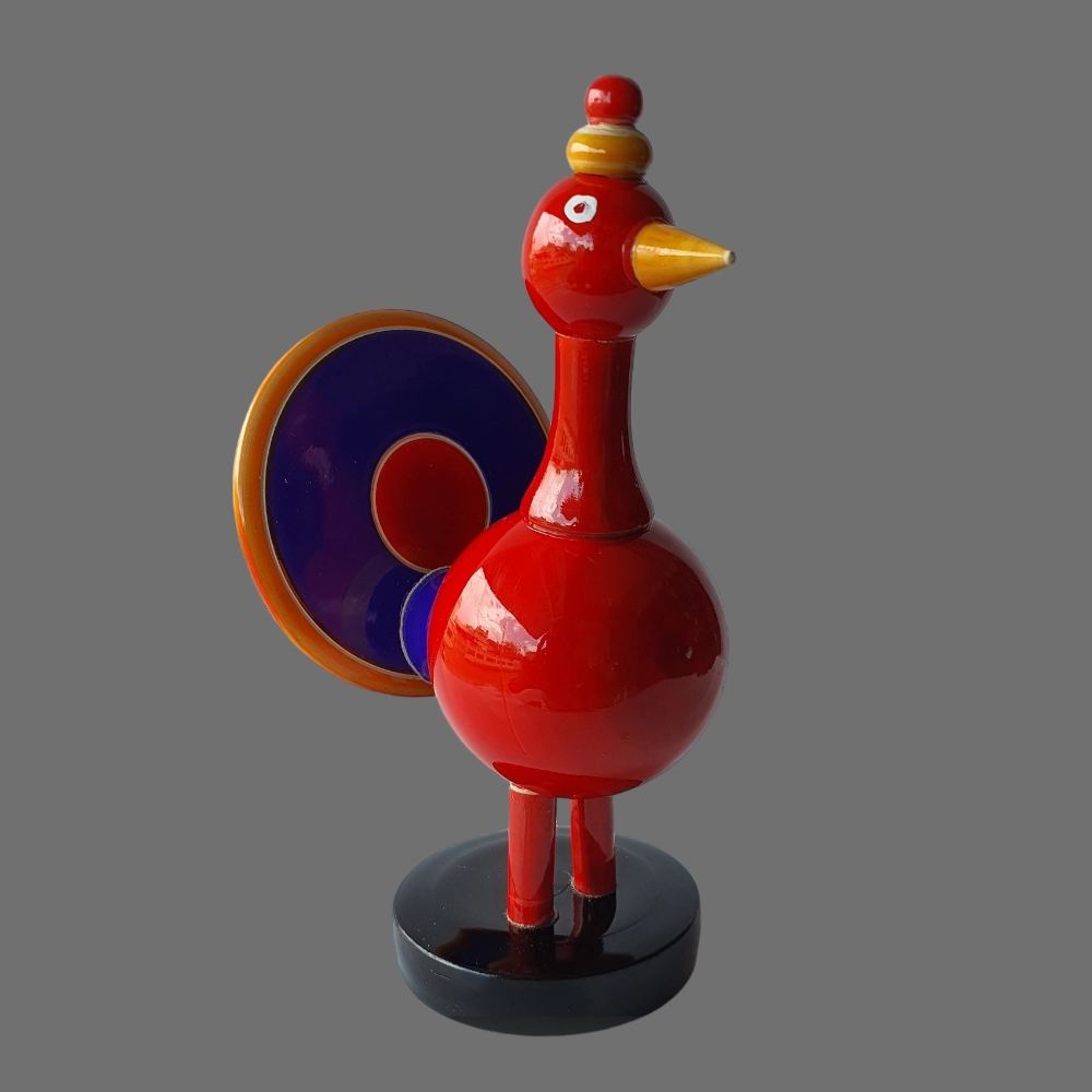 [WCEK1RBPEA] Etikoppaka Home Decor Wooden Crafted Red Blue Peacock