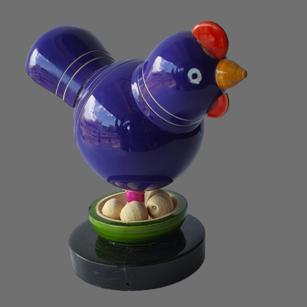 [WCEK1SLBLU] Etikoppaka Home Decor Wooden Crafted Blue Coloured Hen 