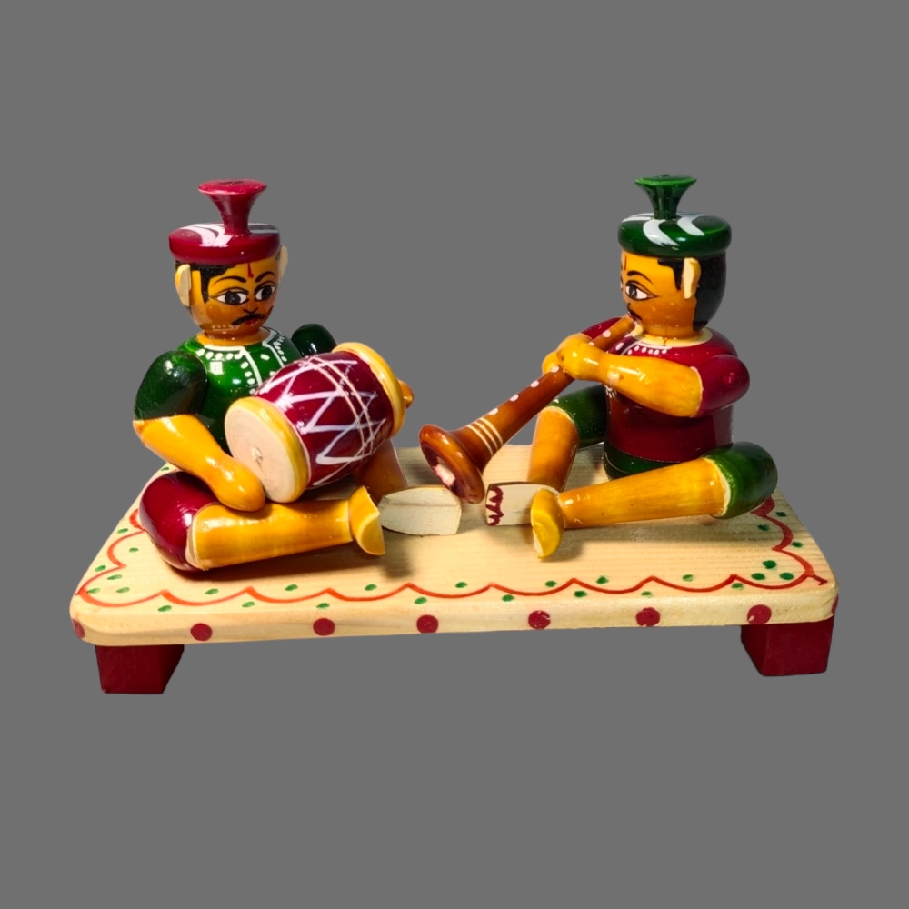 [WCEK2SANNA] Etikoppaka Home Decor Wooden Crafted Sannayi 2 Dolls set