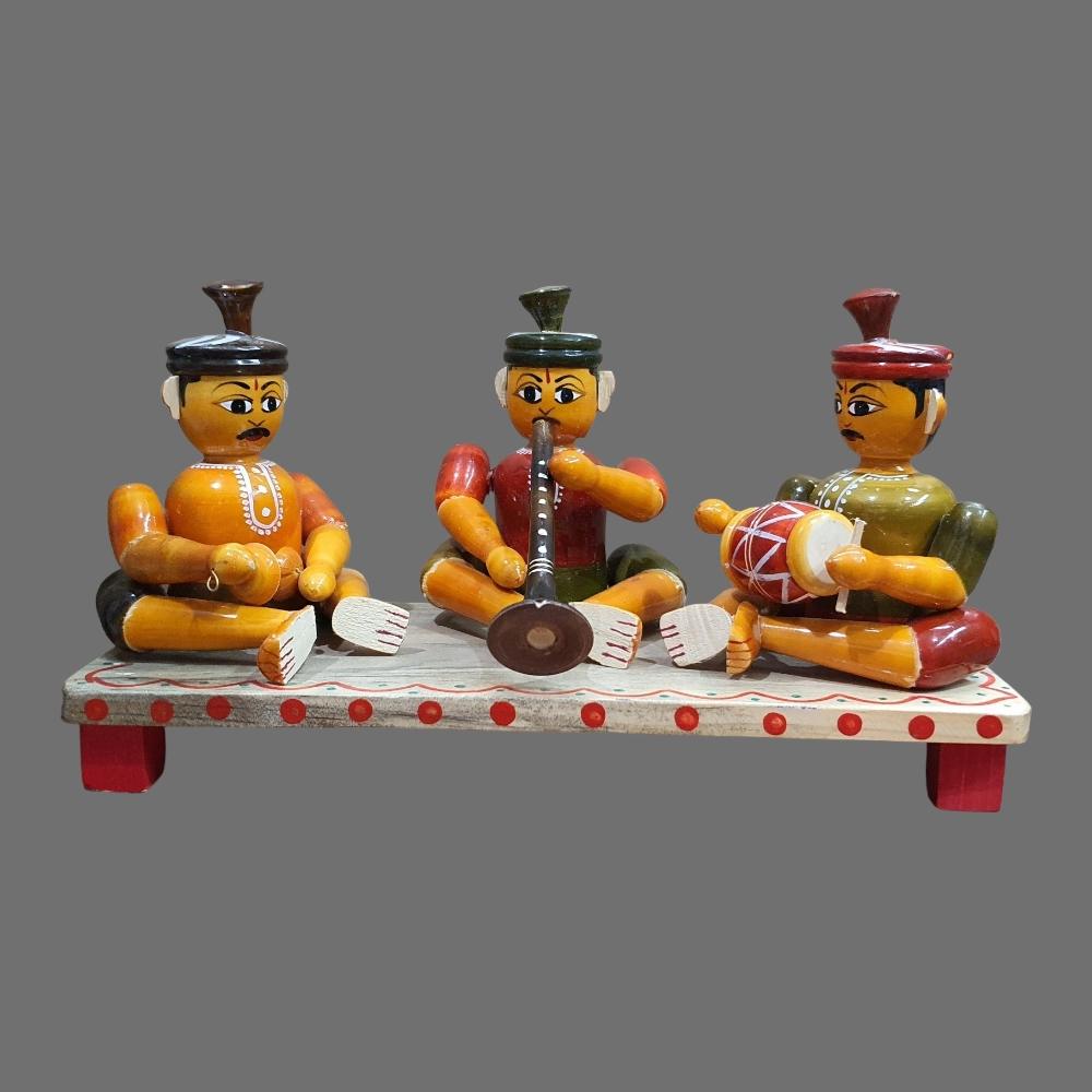 [WCEK3SANNA] Etikoppaka Home Decor Wooden Crafted Sannayi 3 Dolls set