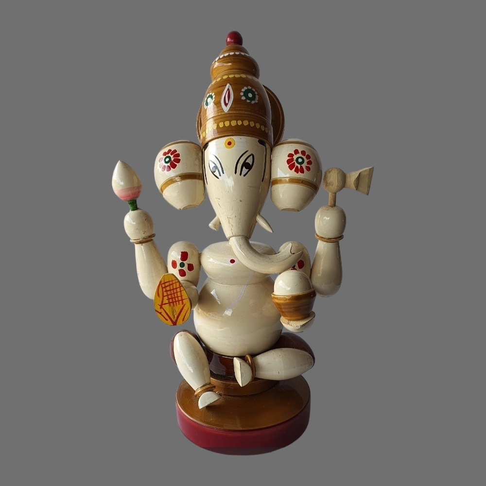 [WCEKWTVINA] Etikoppaka Home Decor Wooden Crafted Ganesha Idol