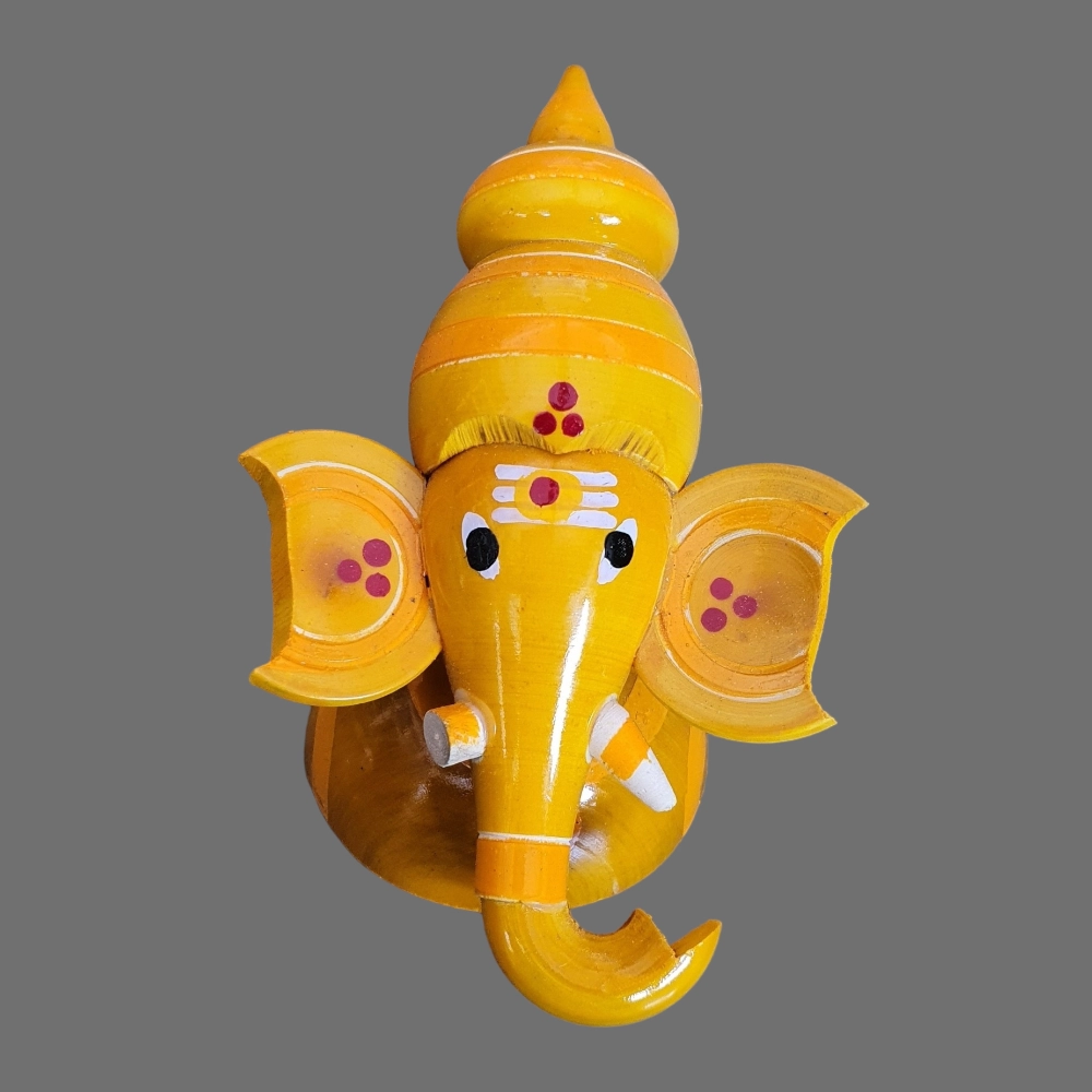 [WCEKYELSVY] Etikoppaka Home Decor Wooden Crafted Ganesha Face